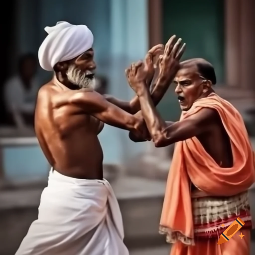 Conflict between Indian Rajasthani man and colonial figure