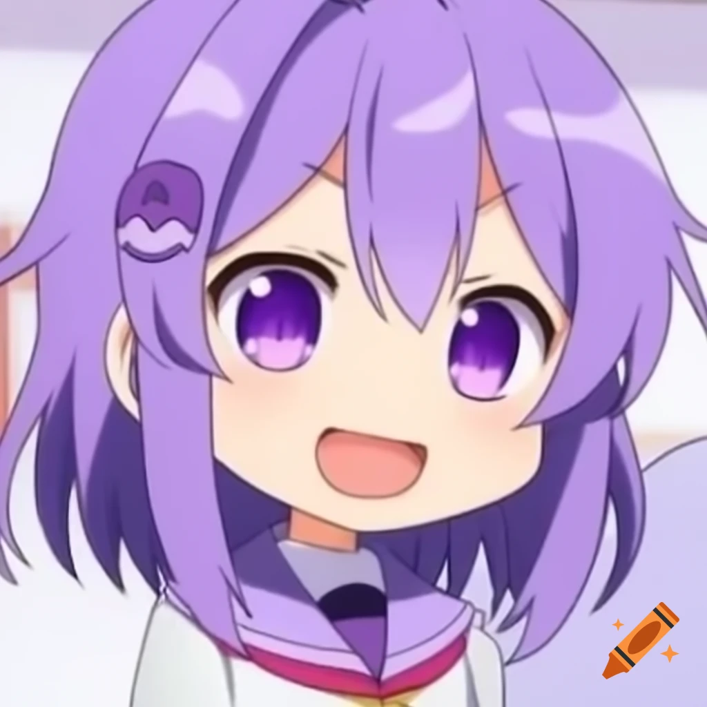 Anime chibi character with lavender hair
