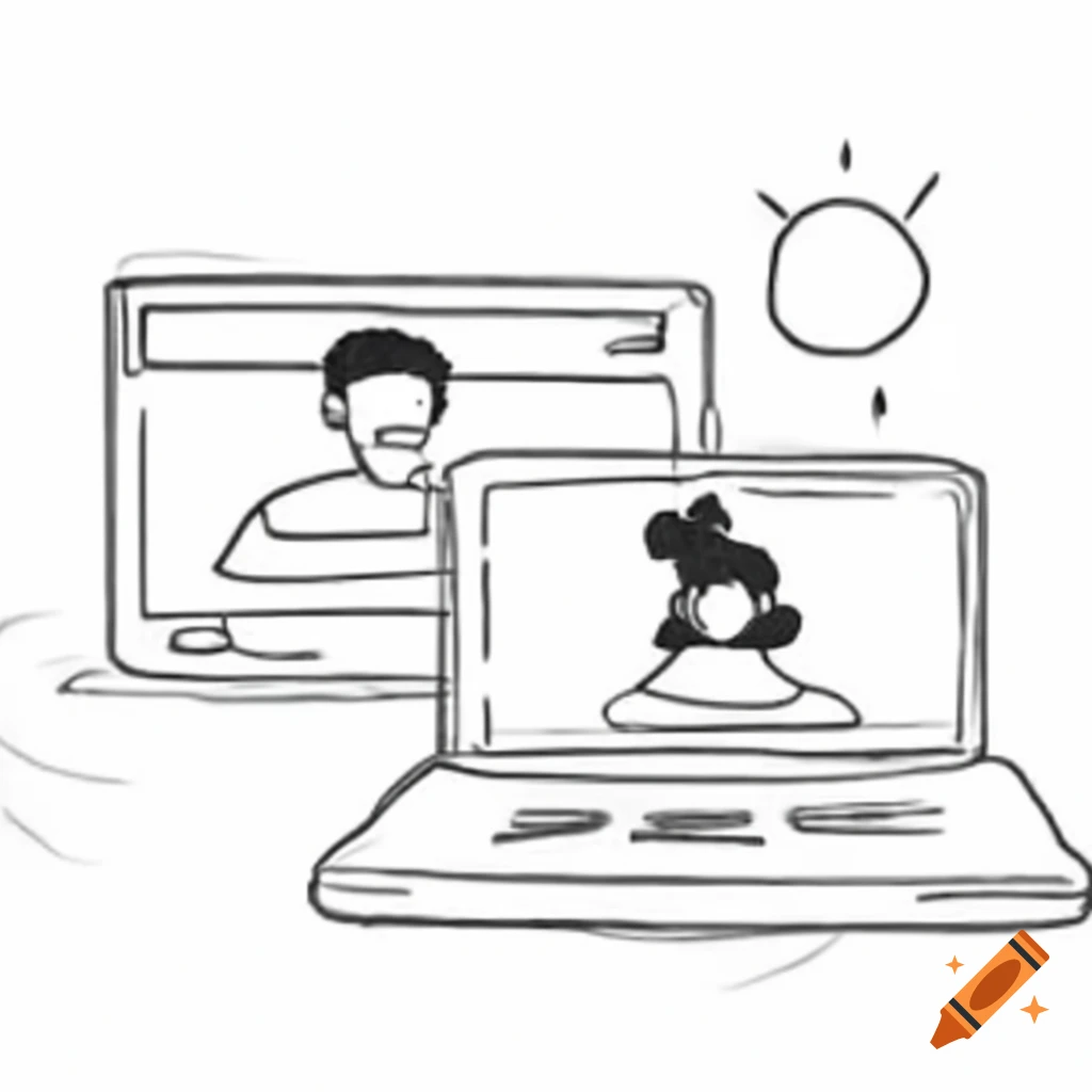Black and white clipart depicting attention seeking behavior in