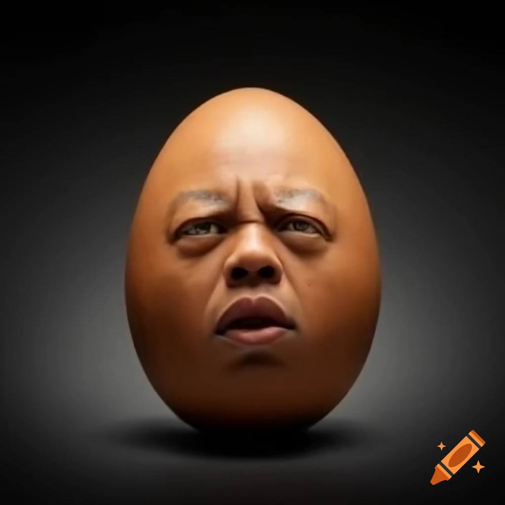 Egg with crying face resembling denzel washington on craiyon