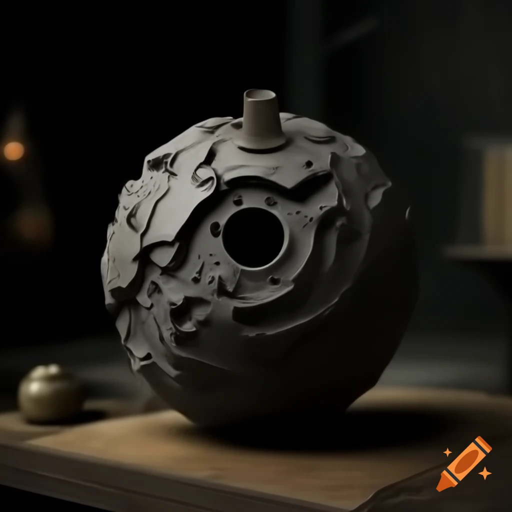 Realistic depiction of a Japanese paper bomb in dark fantasy style