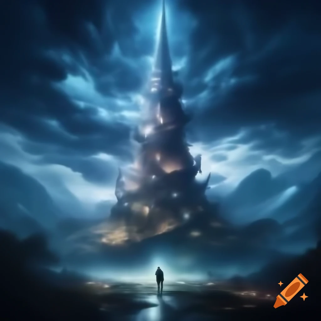 Tower reaching towards the heavens in an infinite ascent