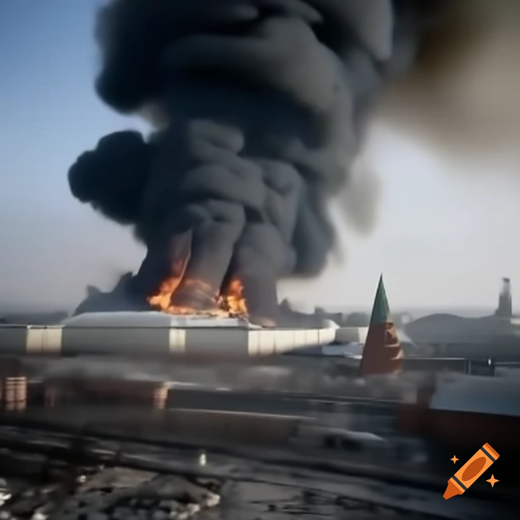 Flying saucer shooting fire at Moscow Kremlin