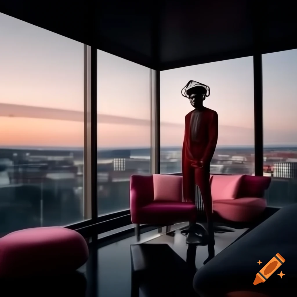 Fashion luxury editorial featuring stylish Black male model in modern apartment