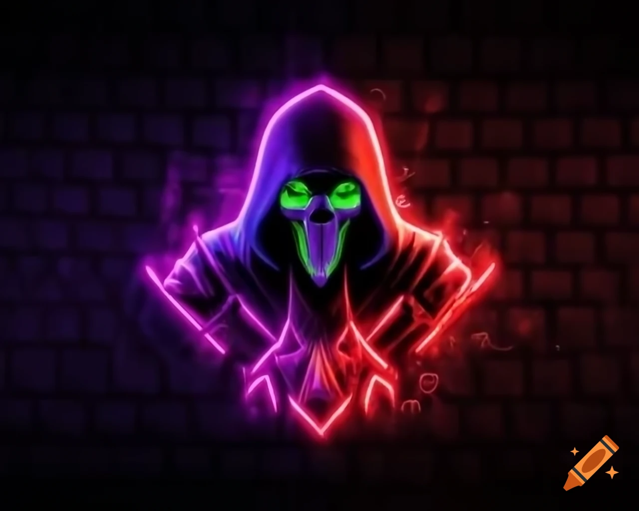 Grim Reaper themed American football logo in neon red, pitch black, and bright purple