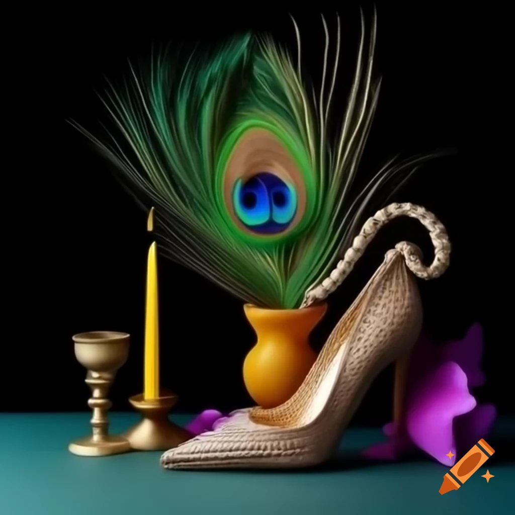 still-life-with-stiletto-heels-peacock-feather-orchid-and-antique