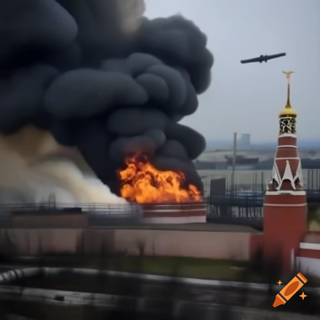 Flying saucer shooting fire at Moscow Kremlin