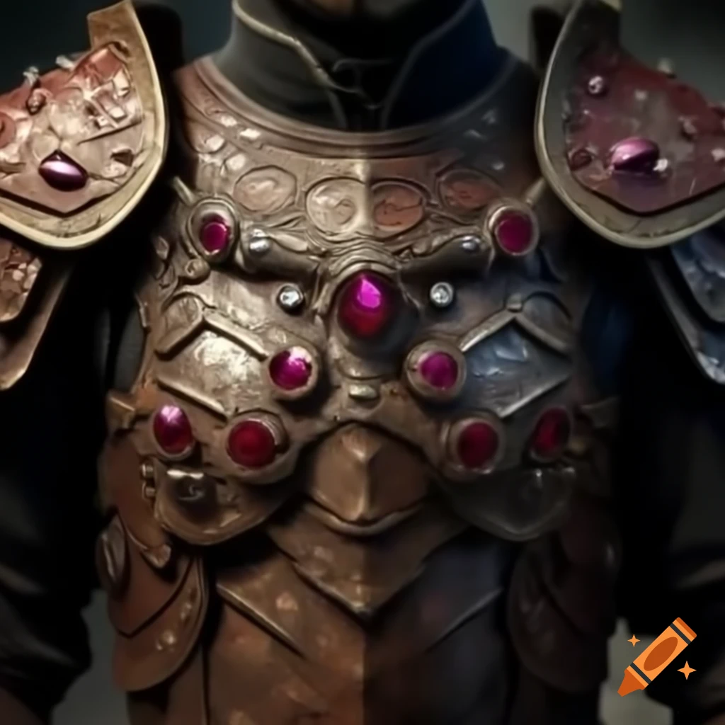 Studded leather armor with ruby gemstones and dragon scales