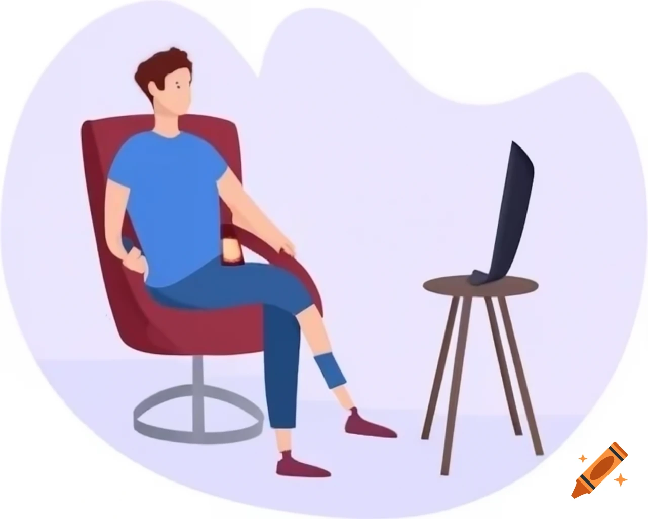 Man sitting on chair, watching TV