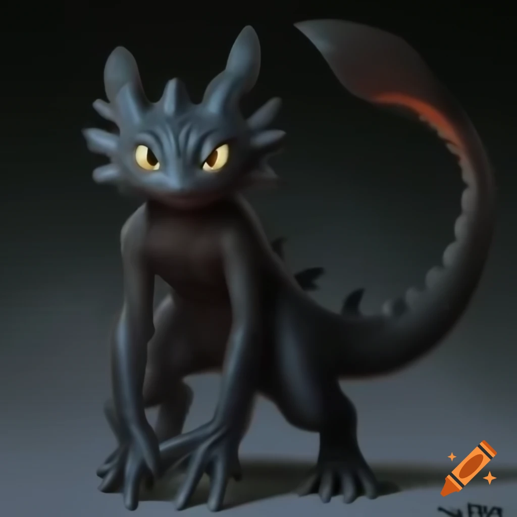 Humanoid toothless dragon creature with digitigrade legs in human-like posture