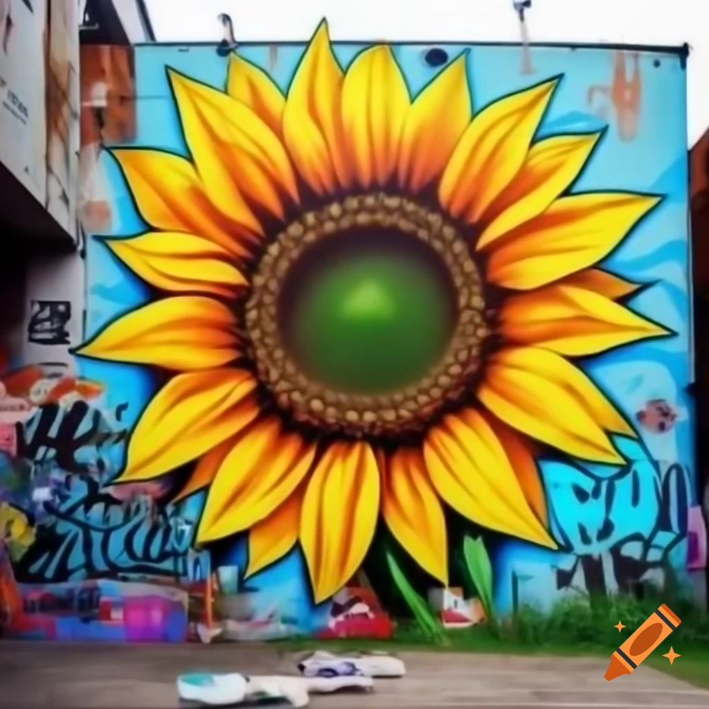 Graffiti street art featuring a sunflower