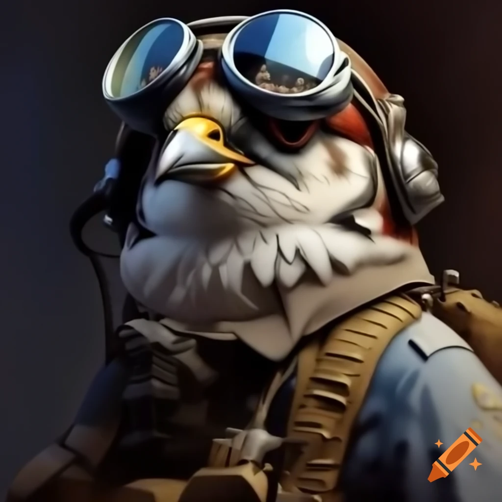 Sparrow depicted as WWII fighter pilot in painting