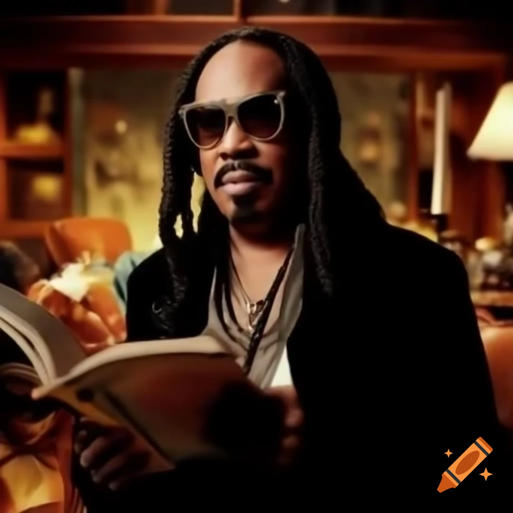 Stevie Wonder Reading With A Focused Expression On Craiyon
