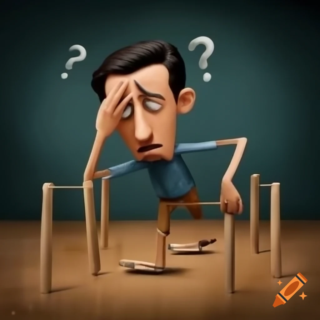 Latin male on stilts appearing overwhelmed and funny
