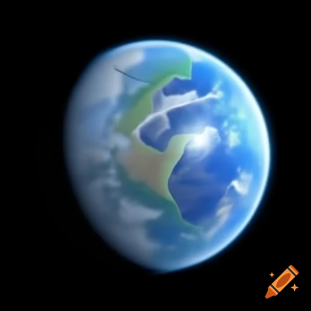 Planet featuring blue oceans, green land, and a large desert area
