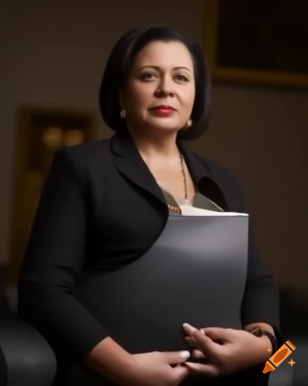 A woman looking at her watch, appearing rushed and late for a meeting