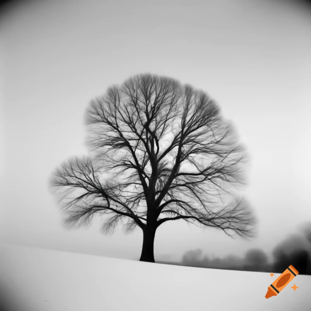 Vintage photo of a leafless winter tree