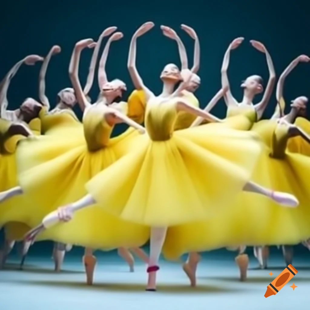 Ballet Dancers In Flowing Yellow Dresses And Pink Pointe Shoes On Craiyon Ballet Dancers In Flowing Yellow Dresses And Pink Pointe Shoes On Craiyon