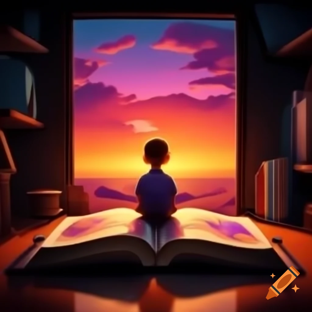 Minimalist profile picture featuring an open book emitting soft glow, warm gradient background