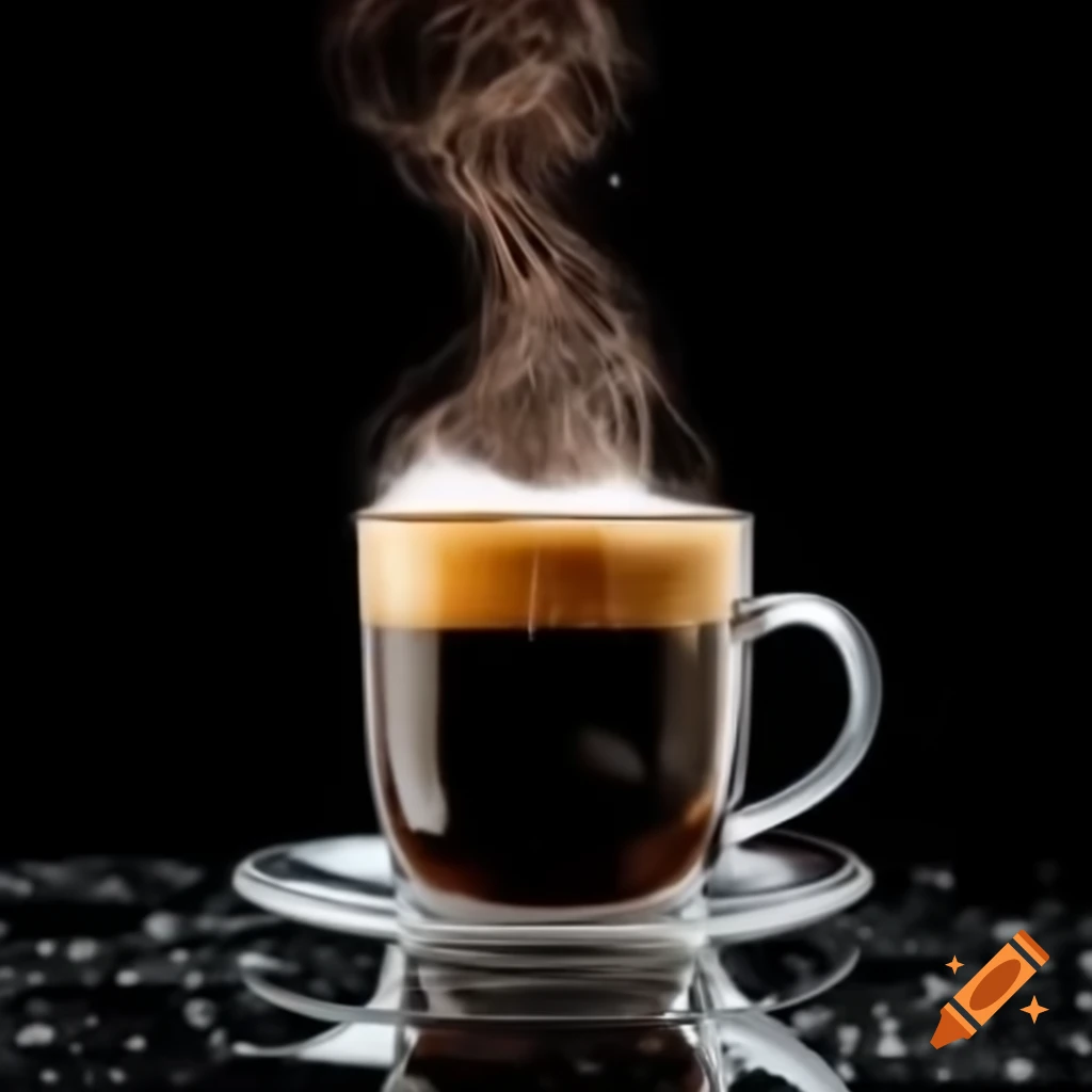 Macro photography of coffee mug with foam and steam forming thought bubbles
