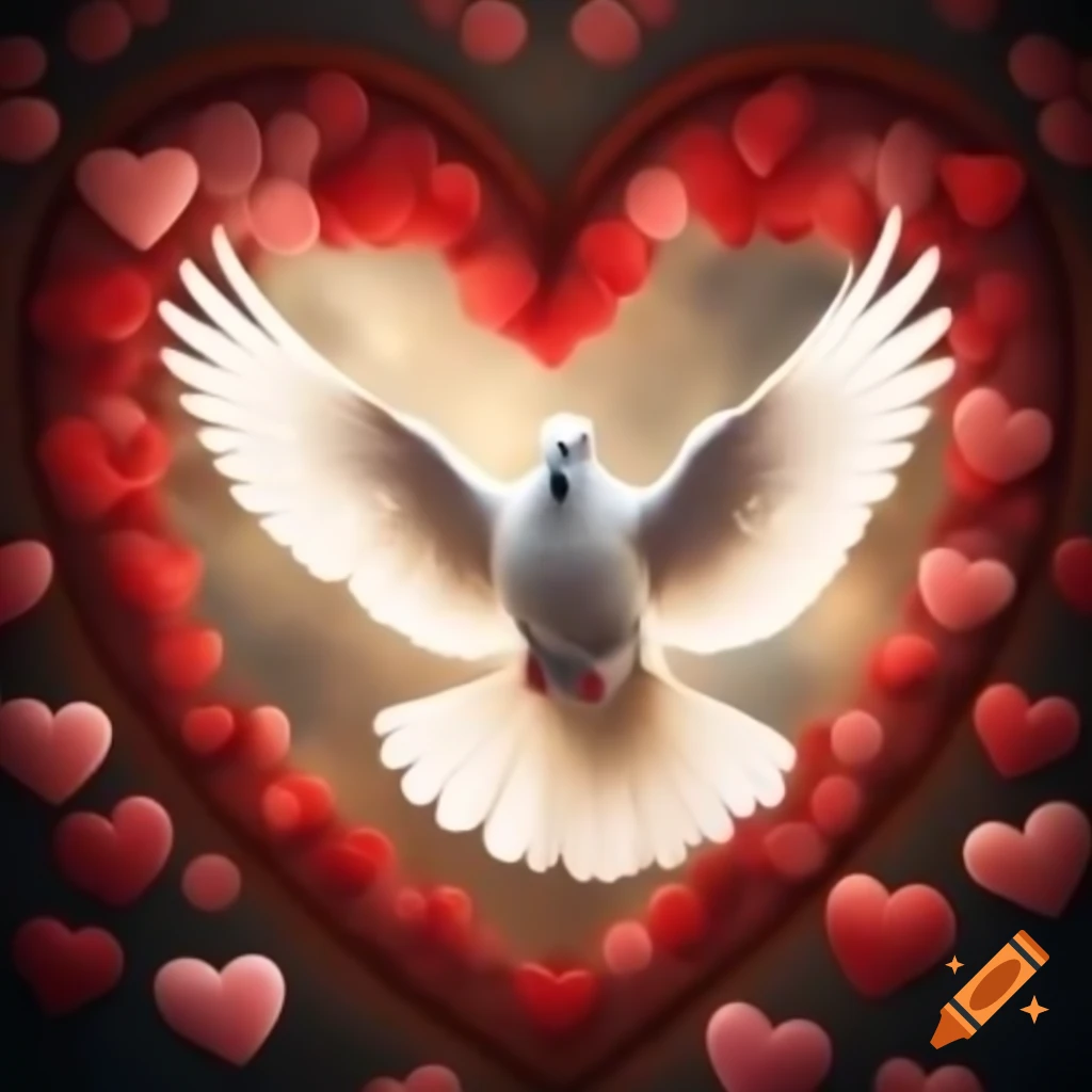 Dove enclosed in a heart shape