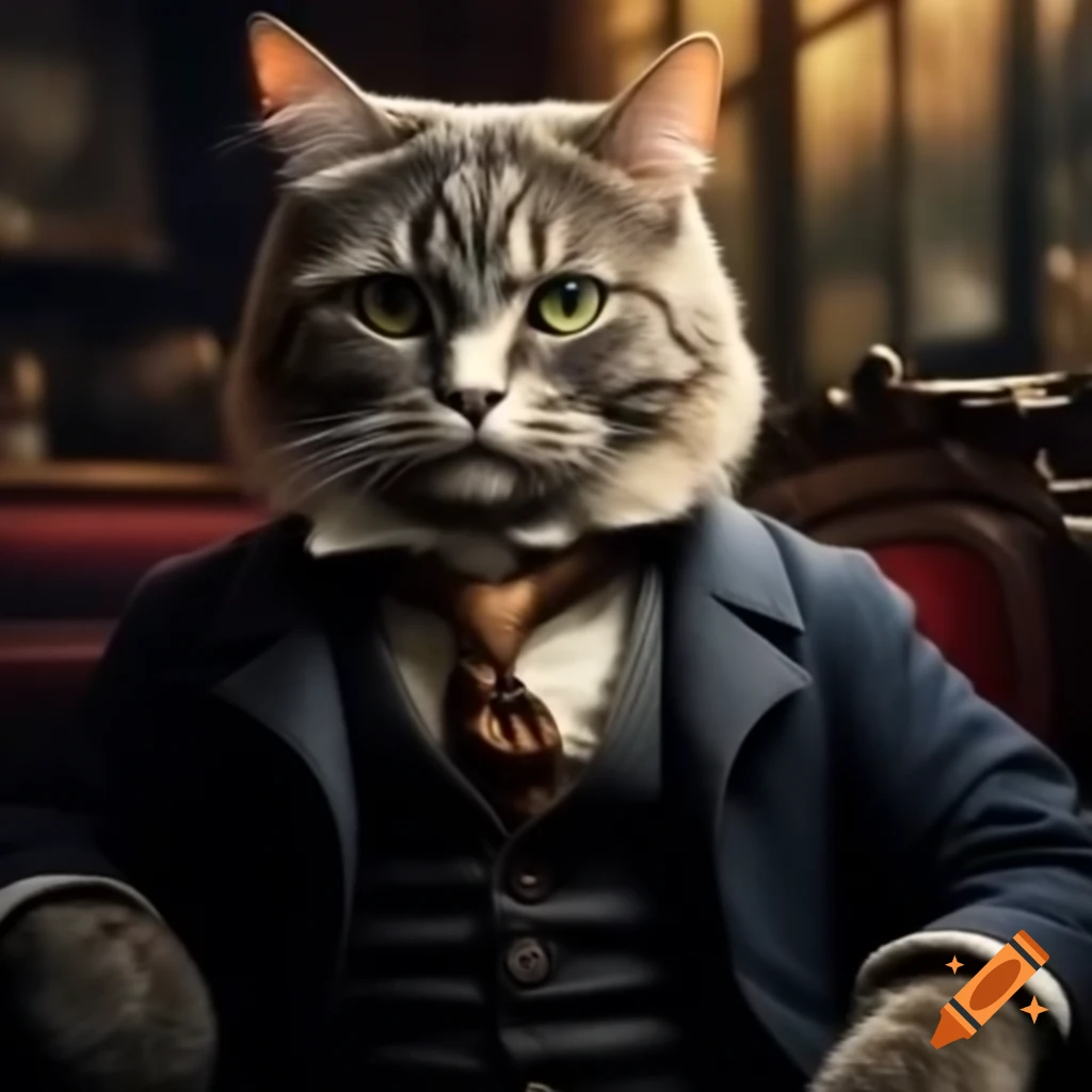 Victorian-style cat dressed as a gentleman
