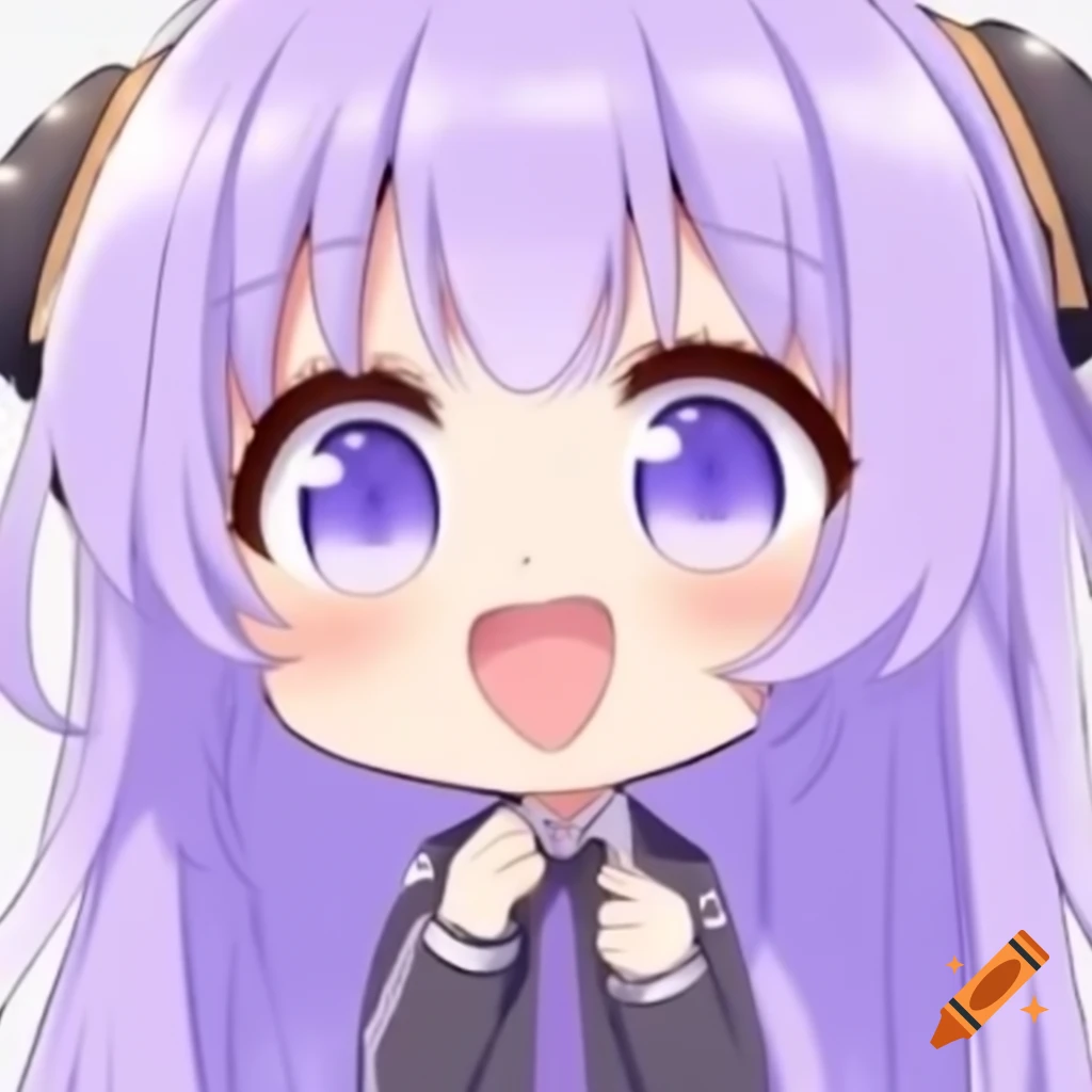 Anime chibi character with lavender hair