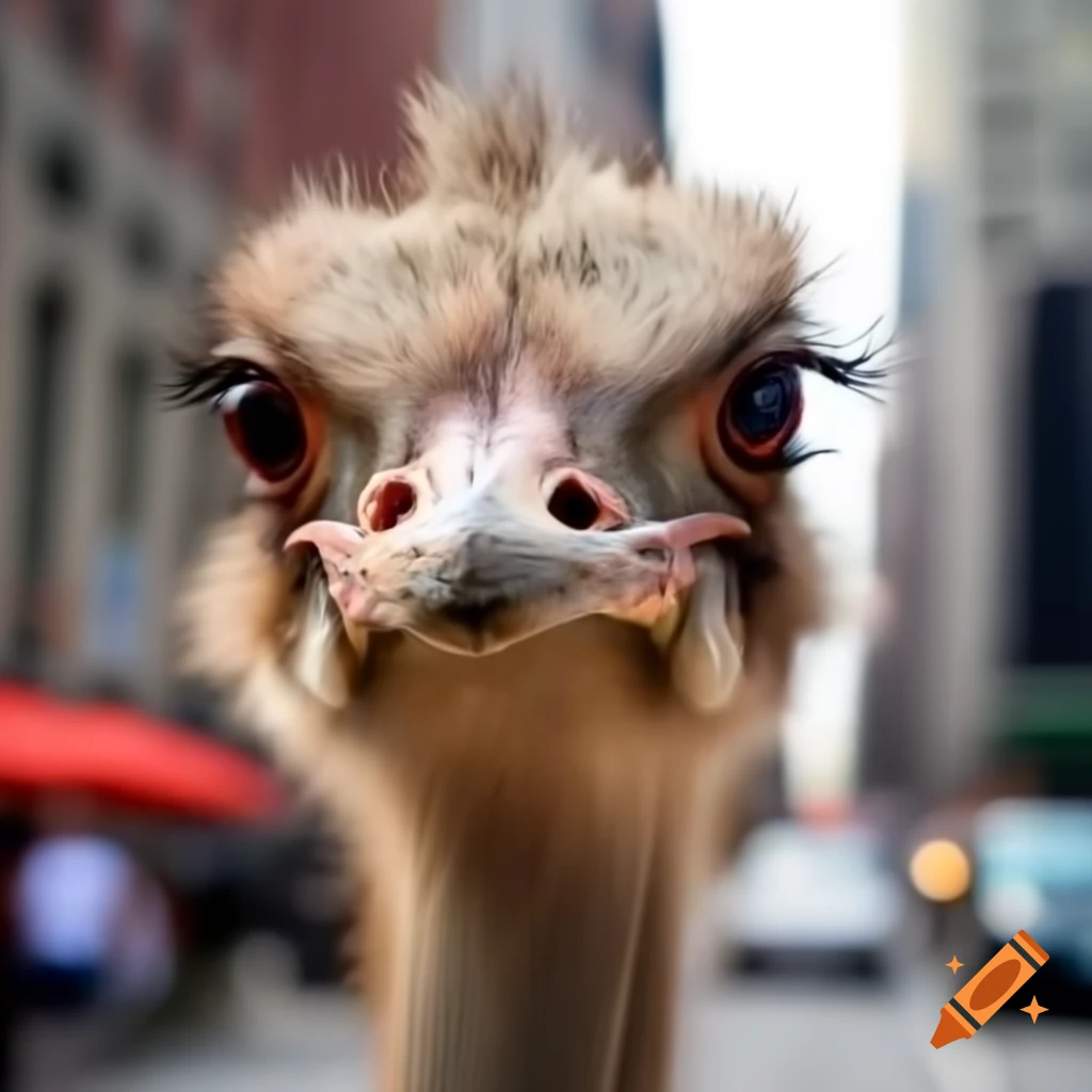 Ostrich in urban New York setting