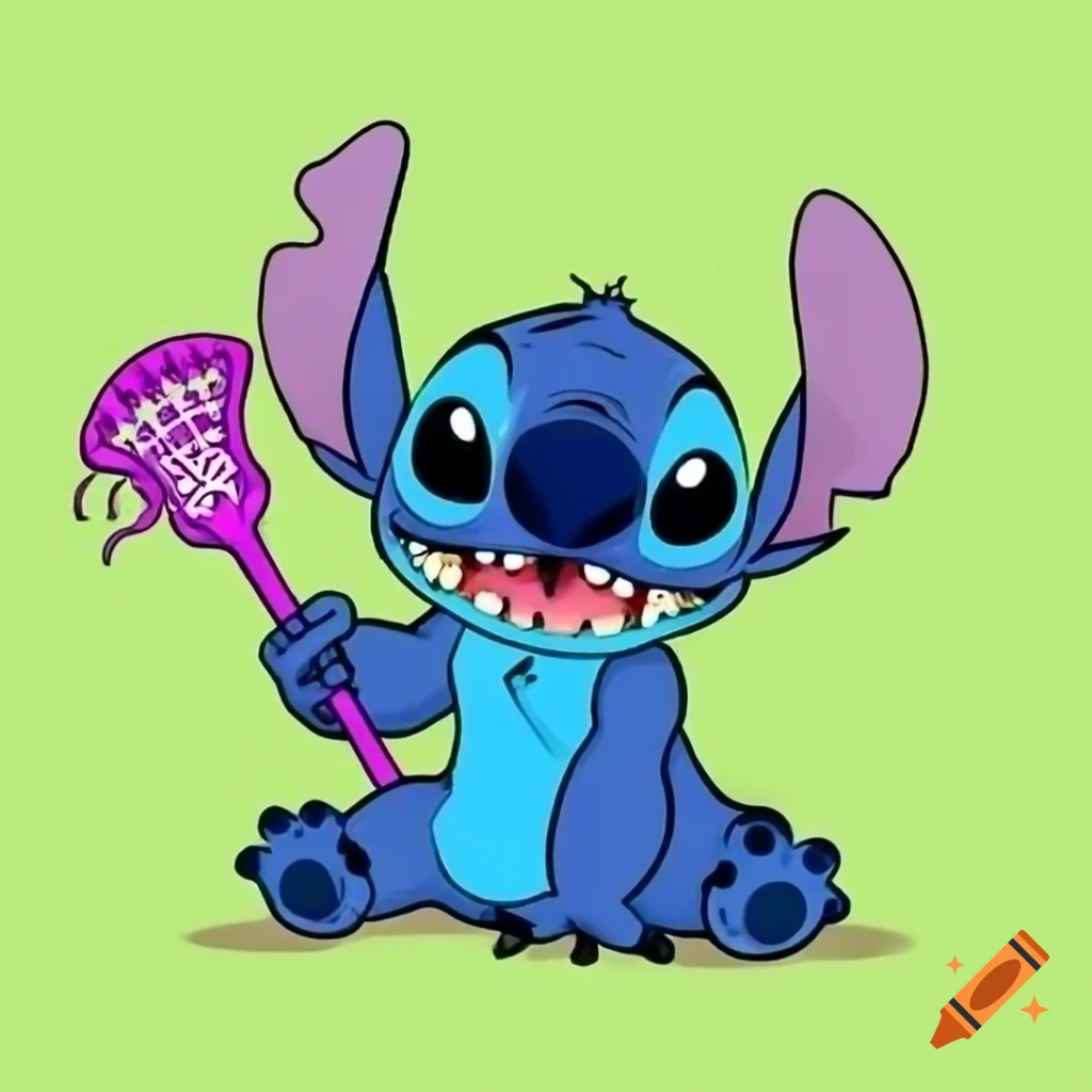 Disney character stitch playing lacrosse in funny match against shrek