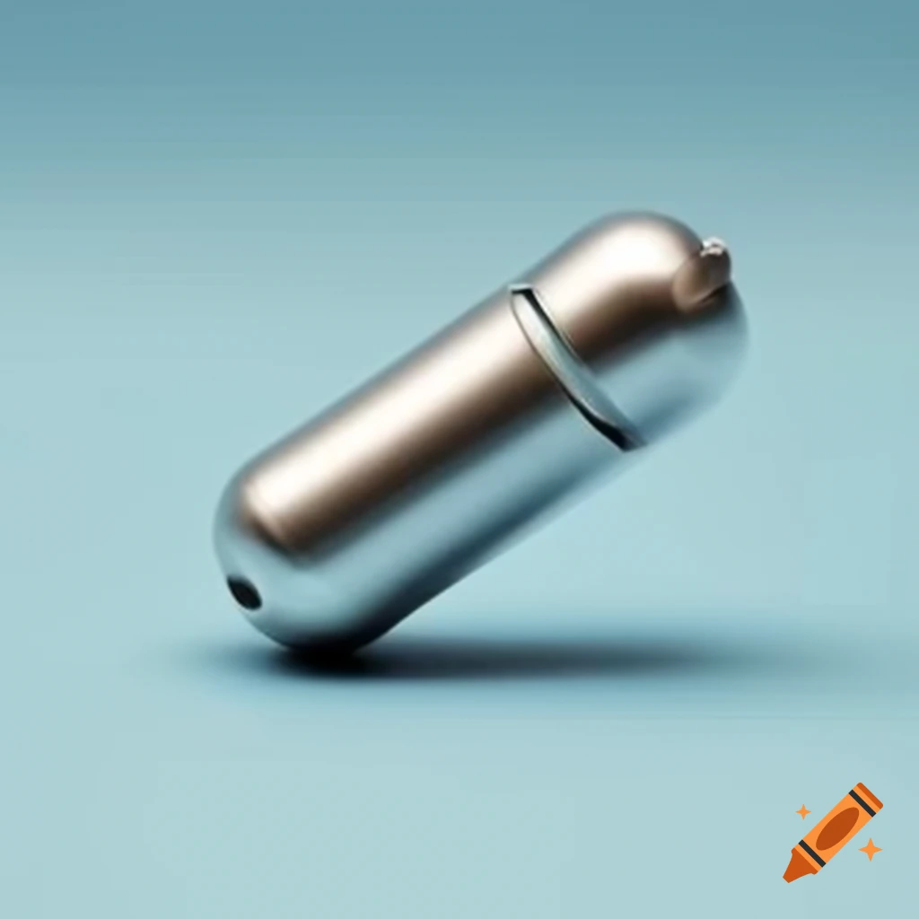 Silver elliptical capsule