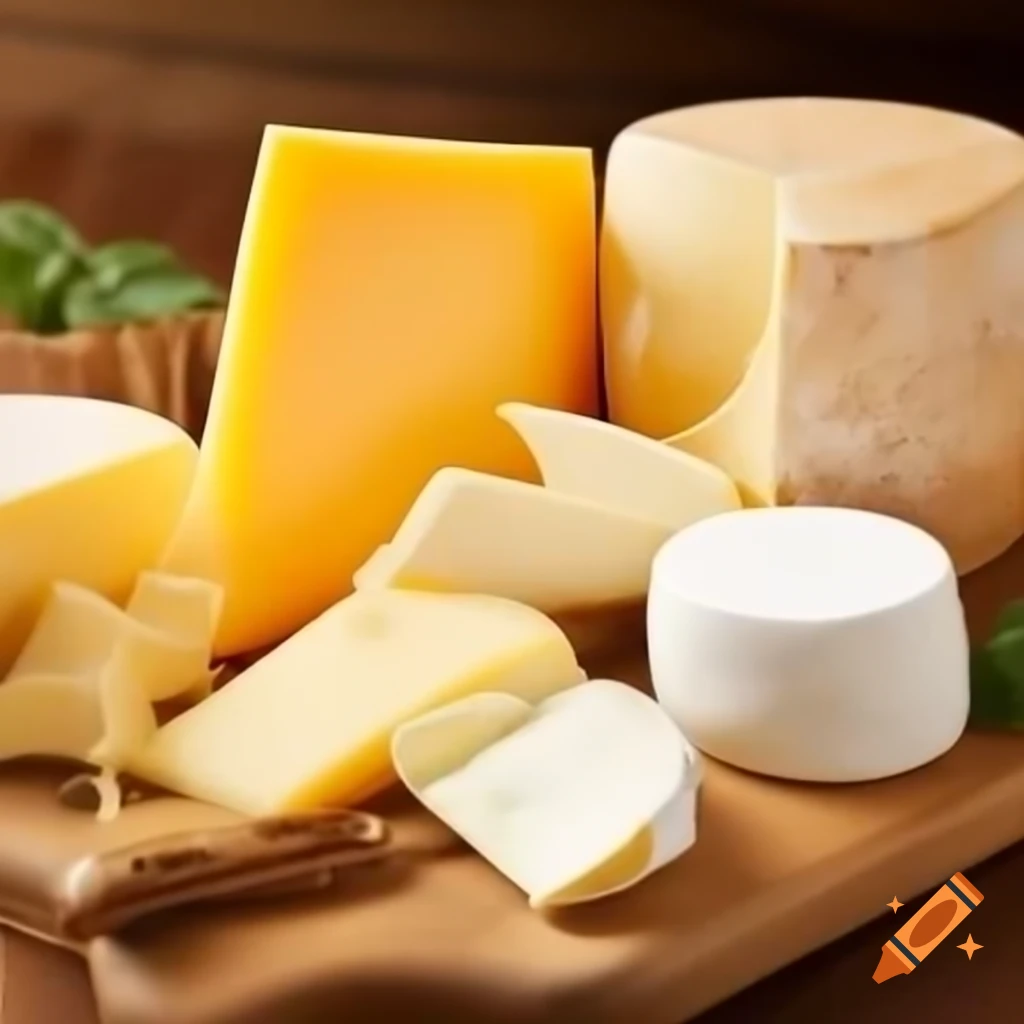 Variety of cheese displayed artistically