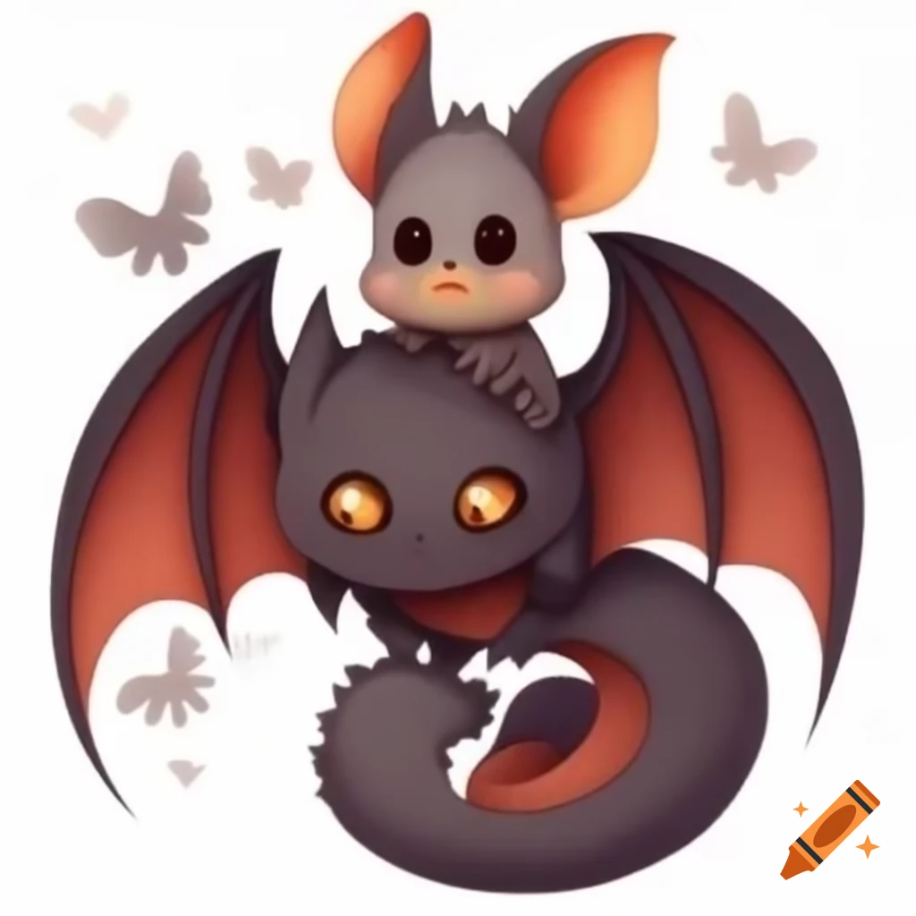 Cute bat riding on wyvern's head