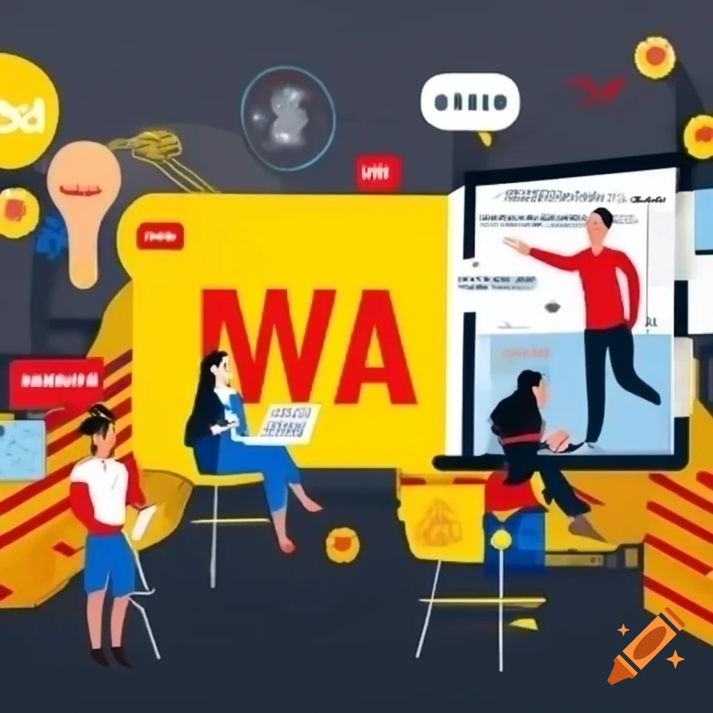 Modern office setting for DHL Express showcasing teamwork and technology with branded colors