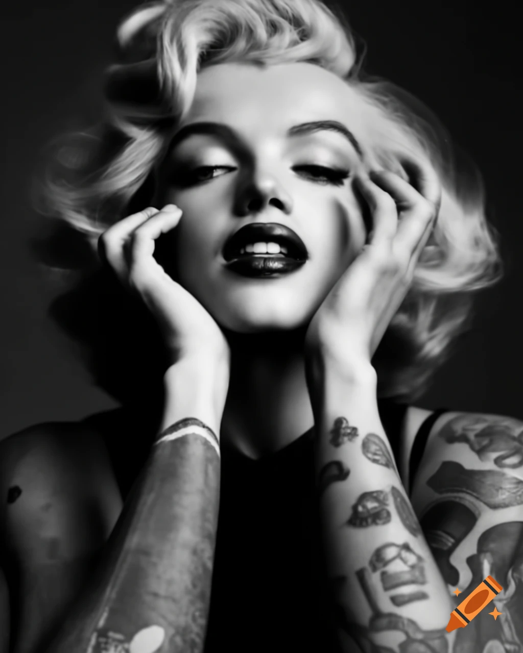 Marilyn monroe depicted with tattoos on Craiyon