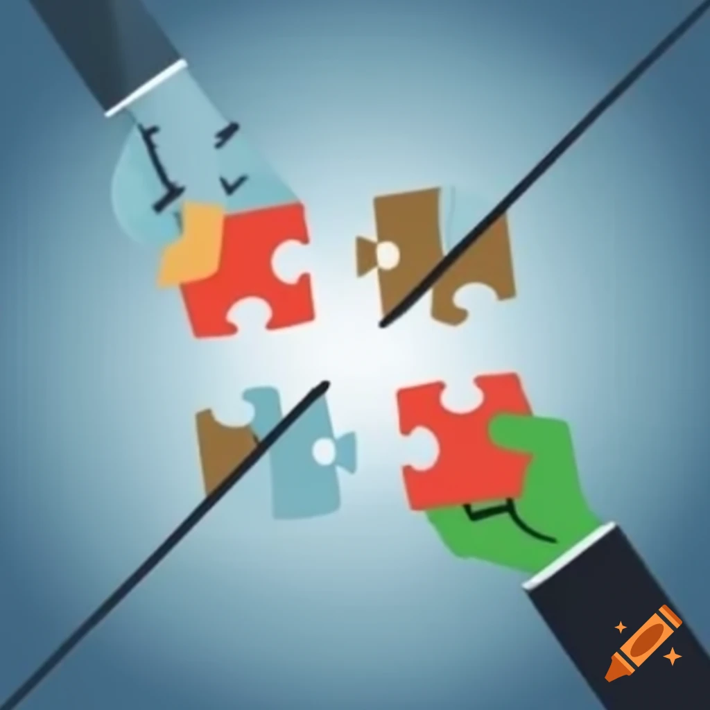 Puzzle piece symbol representing merging two services