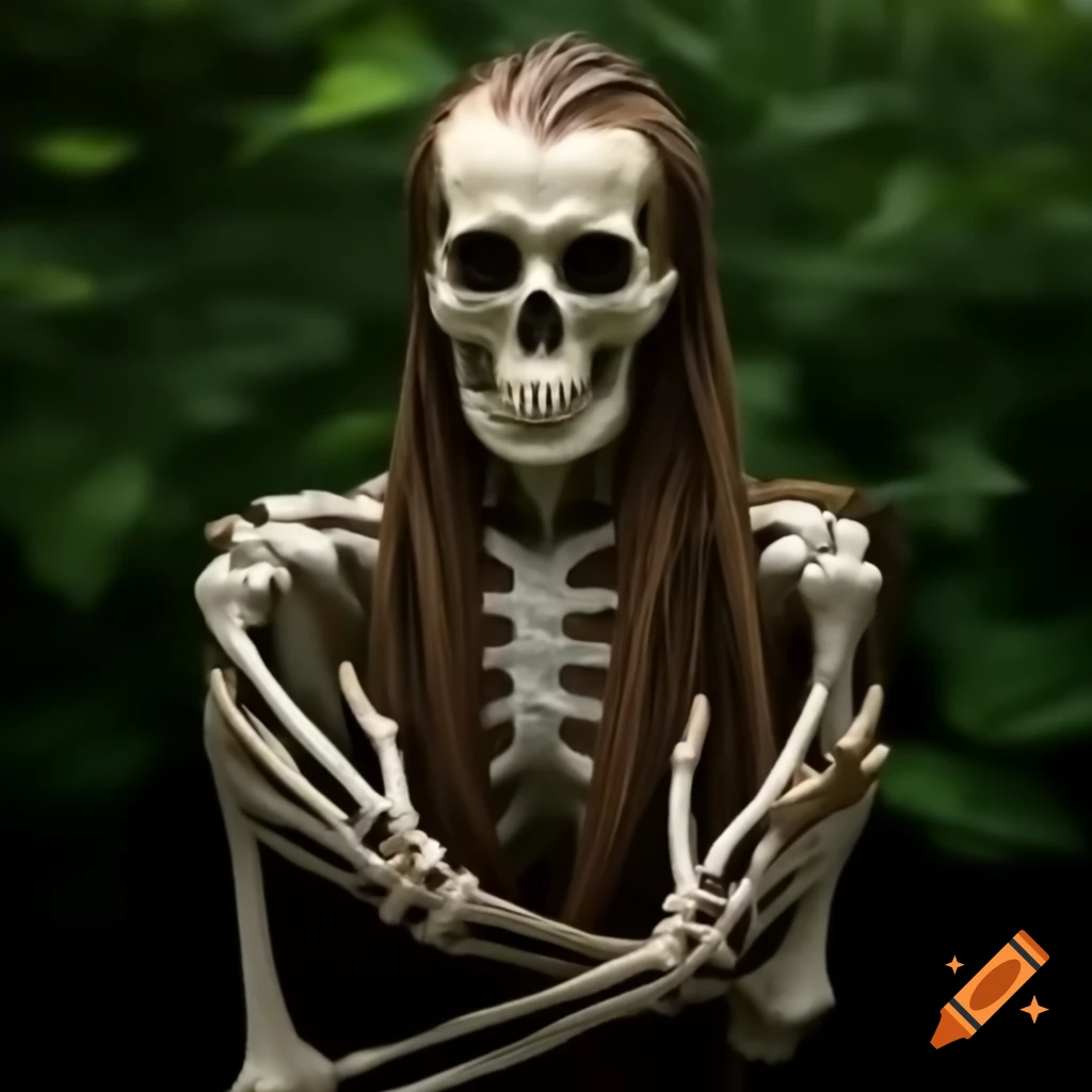 Creative depiction of a man with fish skeleton braids emerging from his head
