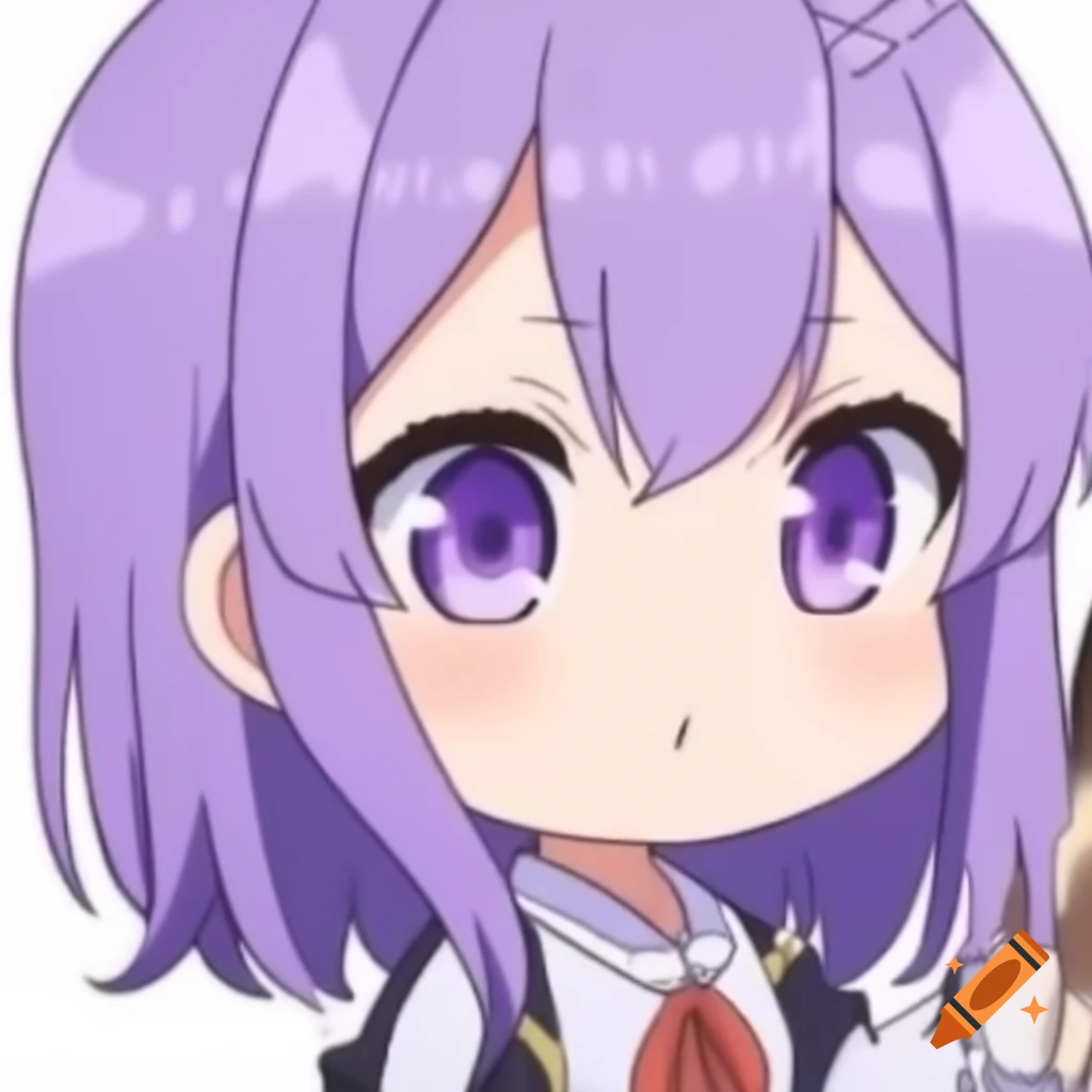 Anime chibi character with lavender hair