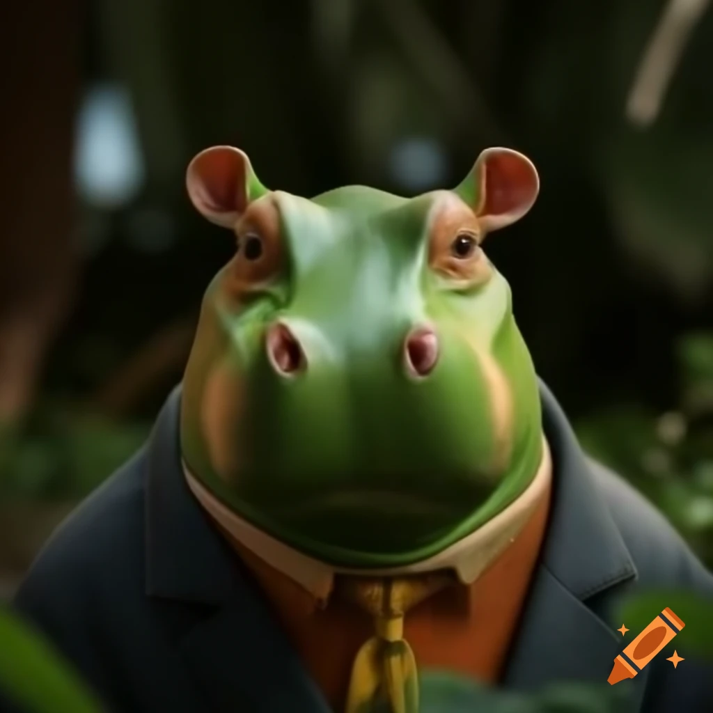 Green alien hippo character