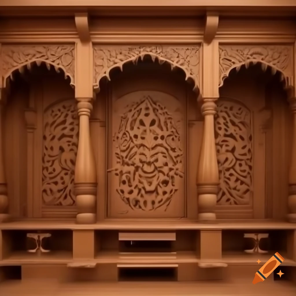 Black and white wooden carving walls with Rajasthani arch in designer studio