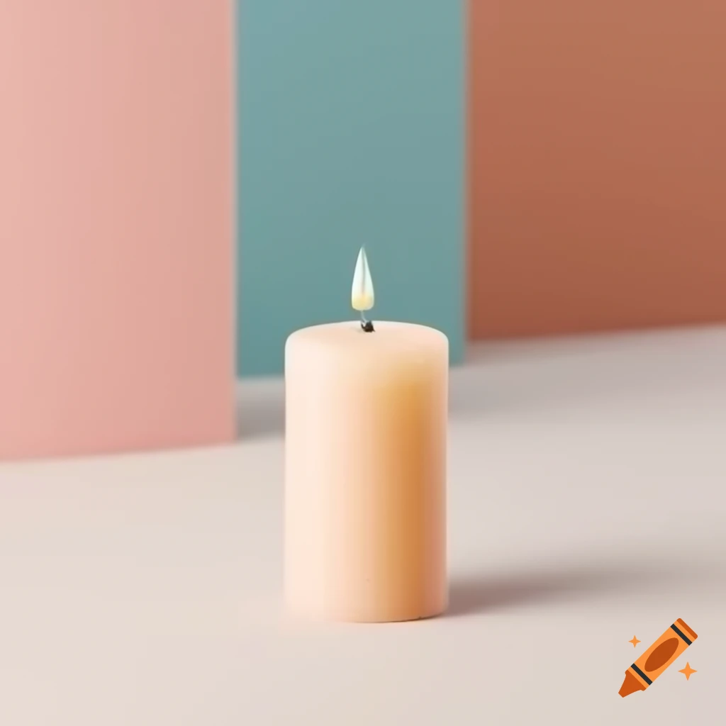Minimalistic studio shot of a candle with pastel background