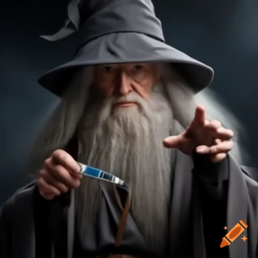 Healthcare professional as Gandalf holding vaccine and face mask, humorously shouting "You shall not pass"