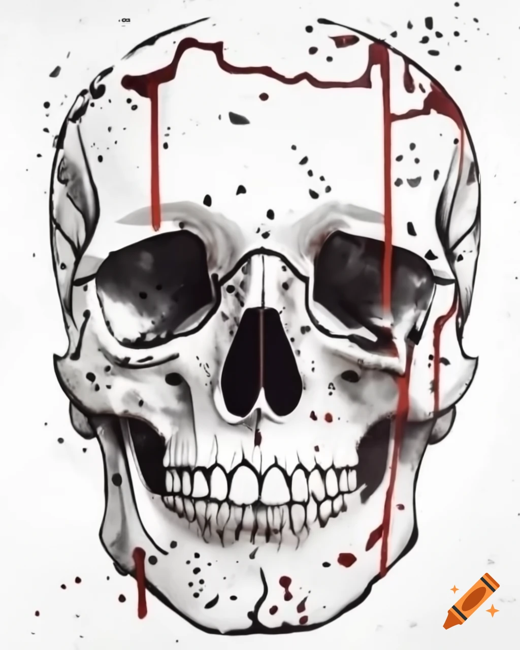 Abstract sugar skull with thick paint strokes
