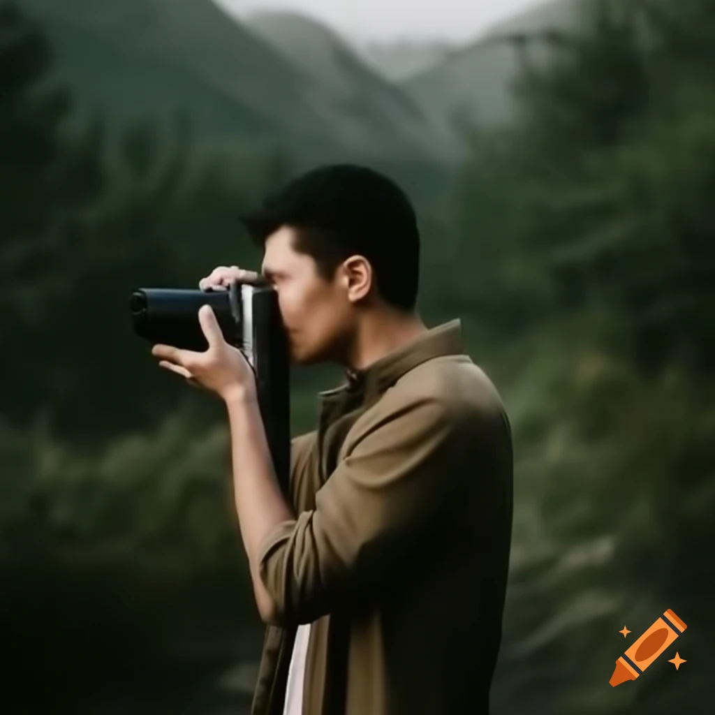 Man photographing nature