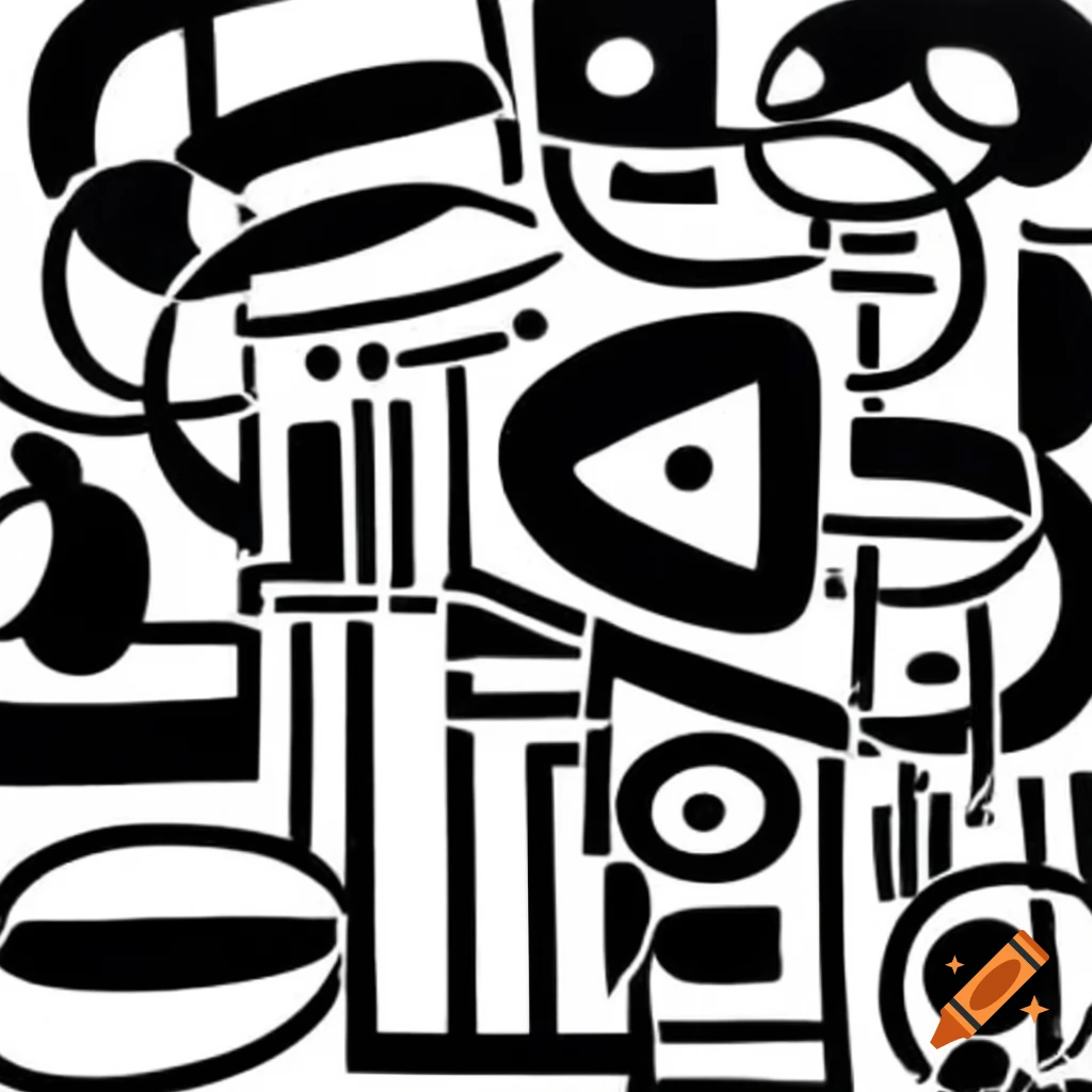 Bauhaus style linocut art