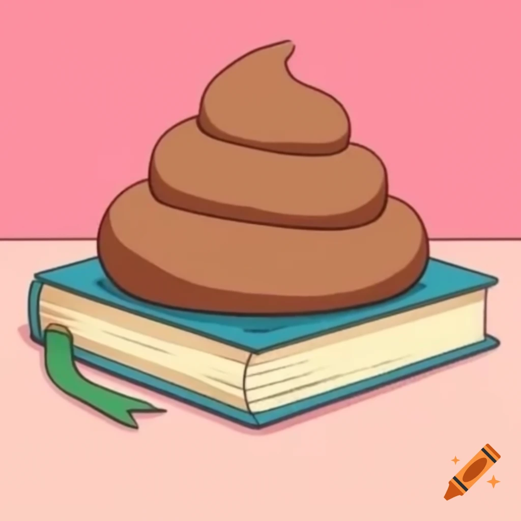 Manga illustration featuring a humorous scene with mess on a book