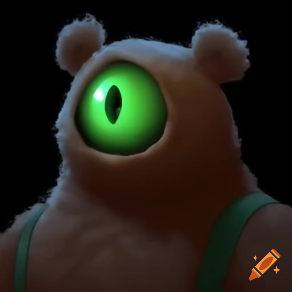 Teddy bear Cyclops with large green eye