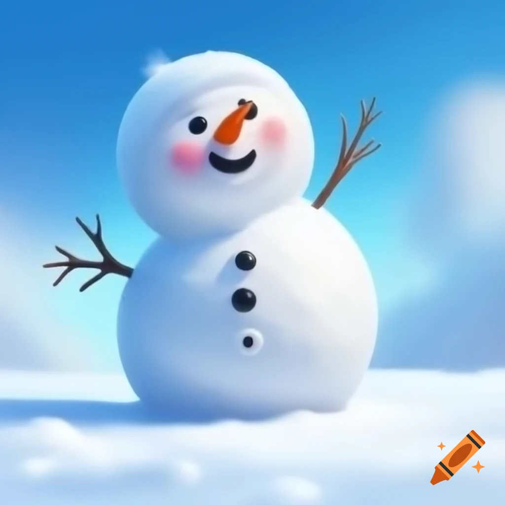 Cute snowman gazing up at the sky
