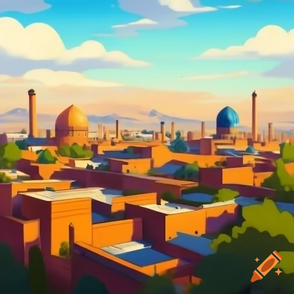 Skyline Of Shiraz In Norman Rockwell Painting Style On Craiyon