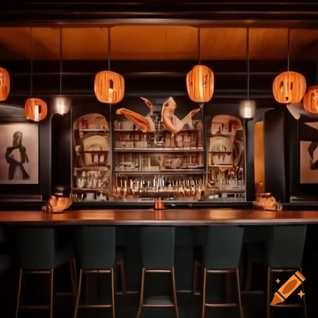 Halloween themed bar with decorations and spooky ambiance