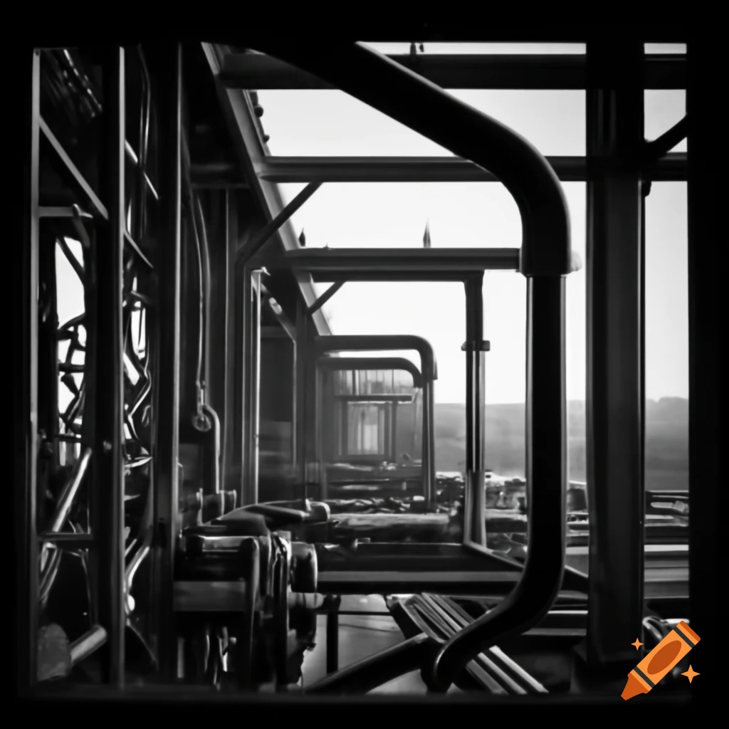 High detail greyscale industrial girder with page border